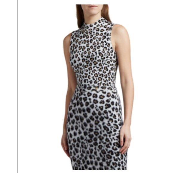 Versace Leopard-Print Knit Mock-Neck Top Color: LeopardSize: 46 IT (10 US)